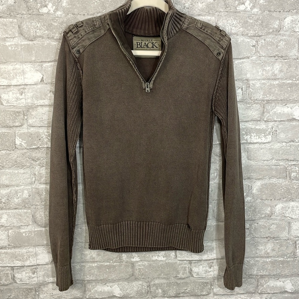 Buckle Black Slim Fit Quarter ZipSweater